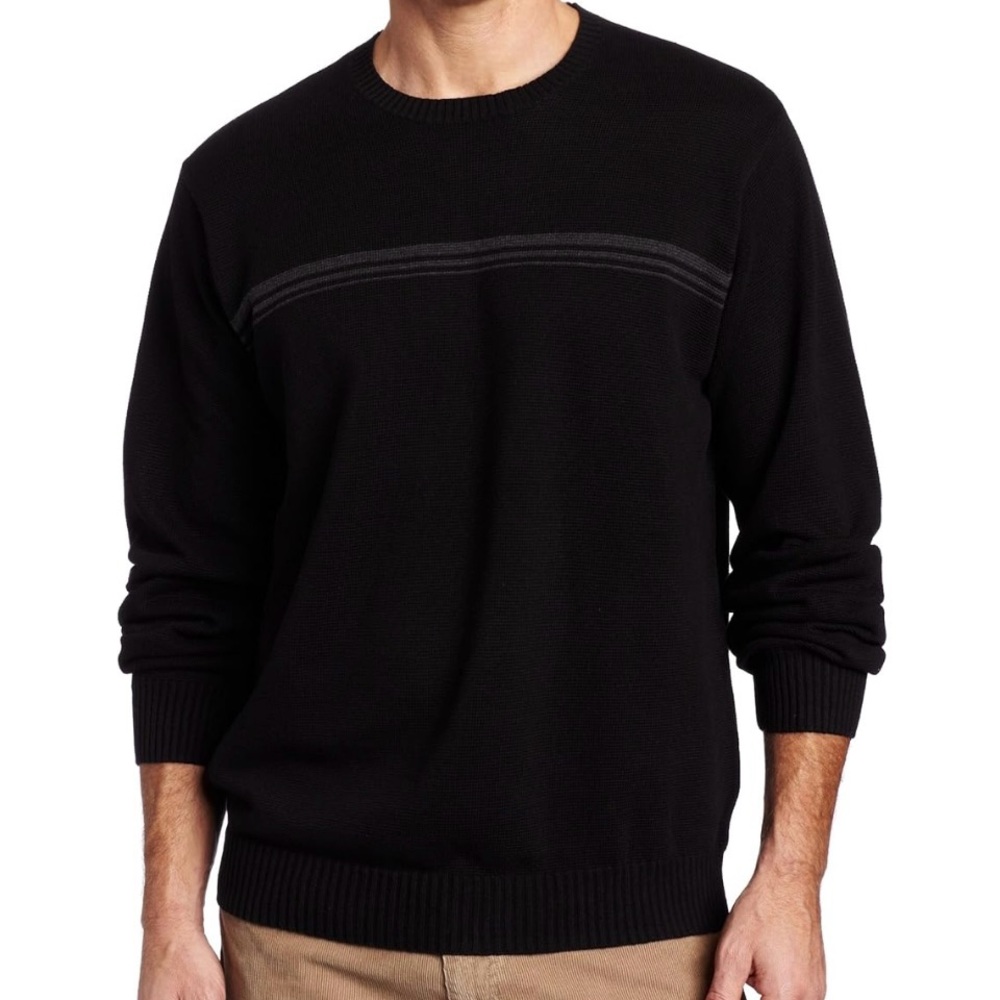 Arrow Men’s Black Knit Sweater 100% Cotton Size Large